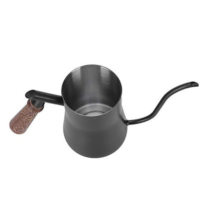 650ml Gooseneck Coffee Kettle Stainless Steel Pour Over Kettle with Thermometer Ergonomic Handle for Precise Brewing Tea Coffee (650ml black) - color: 650ml black