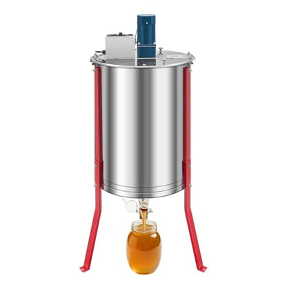 VEVOR Electric Honey Extractor, 6 Frame Honey Extractor with Transparent Lid, 140W Stainless Steel Honeycomb Drum Spinner, Height Adjustable, Honeycomb Extraction Equipment for Beekeeping - style: 6 Frame