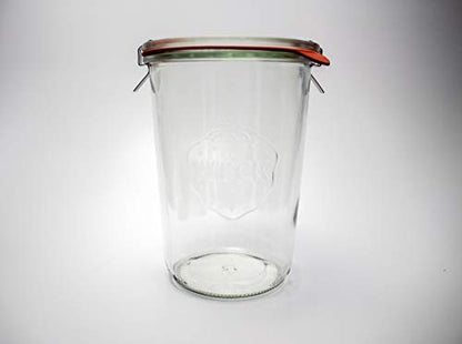 Weck Canning Jars 743 - Weck Mold Jar made of Transparent Glass - Eco-Friendly - Food Storage Container with Lid Airtight - 3/4 Liter Tall 1 Jar with Lid and Rubber Gasket