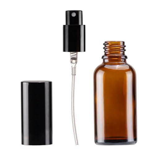 YIZHAO Amber Glass Spray Bottles 1oz, with Small Fine Mist Spray, Metal Cap, Refillable for Essential Oil,Travel,Cleaning,Perfume,Aromatherapy,Makeup – 6 Pcs - color: Amber, size: 30ml-6