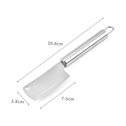 VICASKY 2pcs Stainless Steel Mini Cleaver with Slip Grip Multipurpose Chopping and Cheese Butter Knife for Home Kitchen Rust Resistant Utensils for Food Prep and Catering Use
