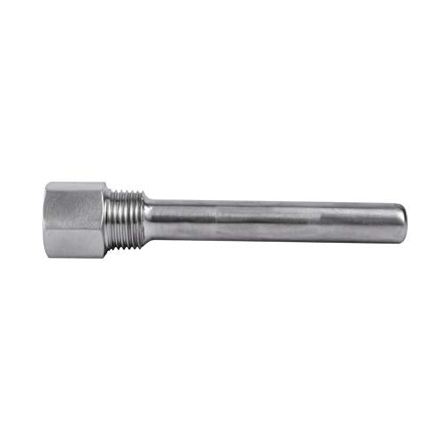 Stainless Steel Thermowell 1/2" NPT Threads, 120mm Thermopocket for Fast Ferment Thermometer Stainless Steel Thermometer, FasterFerment Accessories