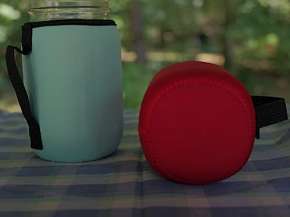 Mason jar Sleeves for Wide and regular mouth 32oz Quart jars 4 pack. Red, Black, Blue, Teal.