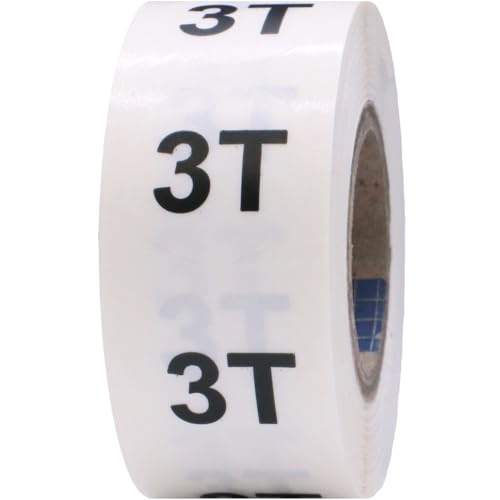 Clear Circle 3T Clothing Size Stickers - 3/4 Inch Round, 500 Clear Plastic Adhesive Labels Per Roll for Retail Apparel, Kids Clothing Organization, and Inventory - Made in the USA - color: 3t