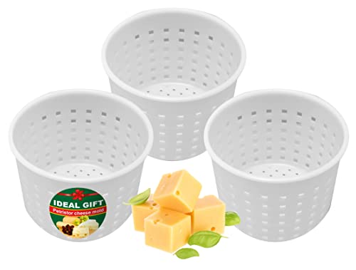 3 pcs Small Cheese Mold for Cheese Making 1/3 qt - Soft Cheese Molds - Homemade Cheese Making Supplies - Cream Cheese Form Mold - Moldes Para Queso Fresco Casero - Feta Ricotta Cheese Making