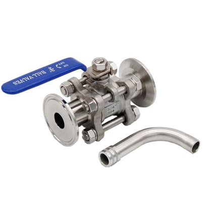 1/1.5"TC Ball Valve & Racking Arm Stainless Steel 304 50.5mm OD Homebrew Kettle/Conical Fermenter Parts