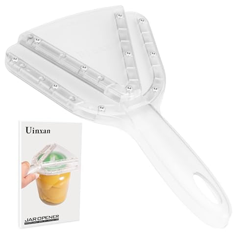 Uinxan Jar Opener for Weak Hands & Seniors with Arthritis - Handheld Manual | Effortlessly Opens Stubborn Screw Lids & Bottle Caps. 304 Stainless Steel. Durable. Patented Kitchen Gadget (Transparent) - color: Transparent