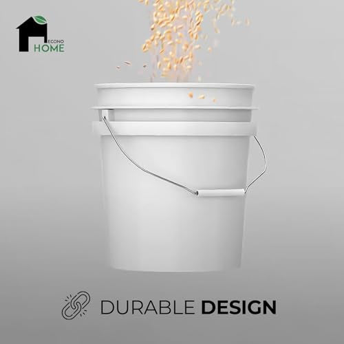 3.5-Gallon White Bucket Pail Container with Lid | Food Grade | Heavy-Duty Approx 90 MIL Extra Durable | Metal Handles with Plastic Grip | Multi-Use | Easy Stack and Store | BPA Free - 6 Pack - color: White - 3.5 Gallon, size: 6 Packs