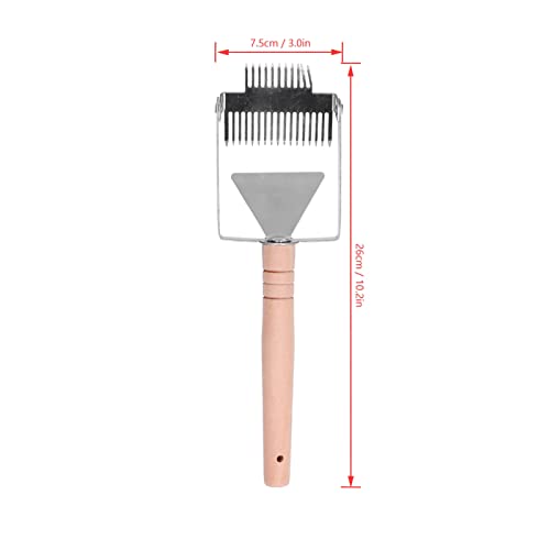 Qiilu Honey Scraper Tool Uncapping Fork Double Head Honey Cutting Fork Beekeeping Equipment for Beekeepers (Double-Ended Wooden Handle)