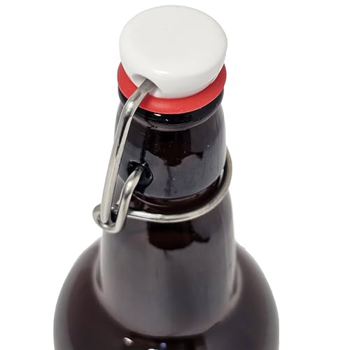 16oz Amber Glass Flip Top Beer Bottles with Swing Cap and Airtight Rubber Seal Single Bottle