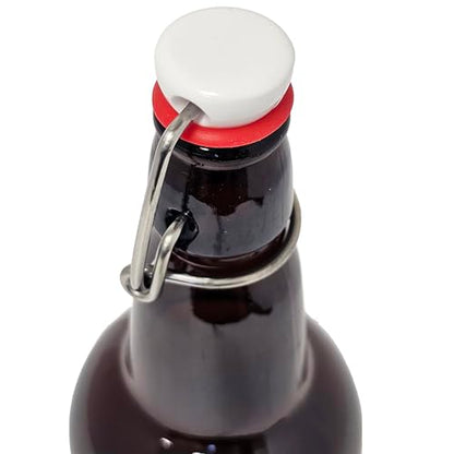 16oz Amber Glass Flip Top Beer Bottles with Swing Cap and Airtight Rubber Seal Single Bottle