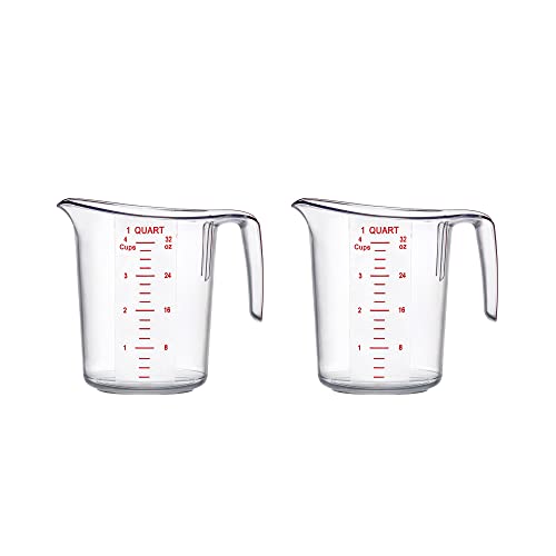 Amazing Abby - Melissa - 32-Ounce Plastic Measuring Pitcher (2-Pack), 4-Cup (1-Quart) Food-Grade Measuring Jug, Unbreakable, Stackable, Dishwasher-Safe, Great for Oil, Vinegar, Flour, and More - style: 2-Pack