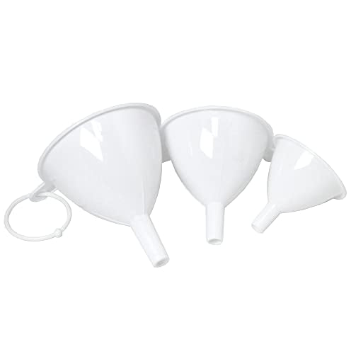 Chef Craft Classic Plastic Funnel Set, 2.5 to 3.75 inch 3 piece Set, White - size: 2.5 to 3.75 inch 3 piece set