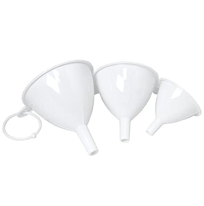 Chef Craft Classic Plastic Funnel Set, 2.5 to 3.75 inch 3 piece Set, White - size: 2.5 to 3.75 inch 3 piece set