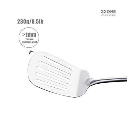 Metal Spatula,304 Stainless Steel Wok Spatula with Heat Resistant Wooden Handle,Silver/15.7Inch - style: Slotted Spatula-wood handle