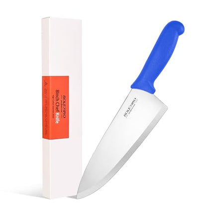 8 inch Japanese High Carbon Stainless Steel Chef Knife, Professional Extra Sharp Wide Cook Knife with Non-slip Ergonomic Handle, for Kitchen Home Restaurant - color: Blue