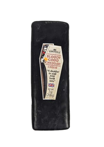 Bloody Good Cheddar, Matured Red Leicester Halloween-Themed Cheddar Cheese in Black Wax Coffin Shape, 7 Ounces (pack of 2)