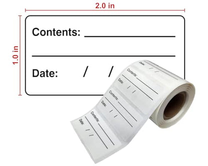 Water Soluble Labels – 500 Removable Dissolvable Labels for Food Storage – No Cleanup, Effortless Removal – Ideal for Freezer & Kitchen Organization (Contents, 1X2 in)
