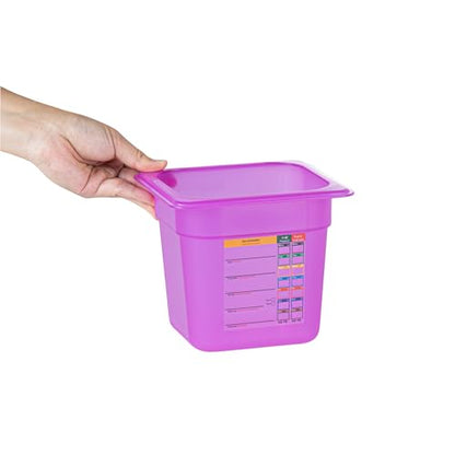 Restaurantware Food Storage Container 1 Pack of 2.3 qt Plastic Stackable Microwave-Safe Bin Dishwasher Safe Freezer Safe Purple Containers for Kitchen Storage - size: 1/6 Size