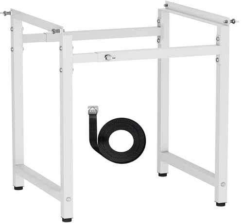 Mondazie Adjustable Metal Bee Hive Stand with 120-Inches Strap for 8 & 10 Frame Beehives Box, 12 to 19 Inches Width Beehive Frame Holder, Heavy Duty Flow Hives Stands Base for Beekeeping, White - color: White - Standard