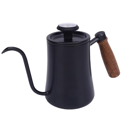 Aramox Pour Over Kettle, 600ML Stainless Steel Coffee Pot with Thermometer, Precision Control for Home Barista and Tea Lovers (Black) - color: Black