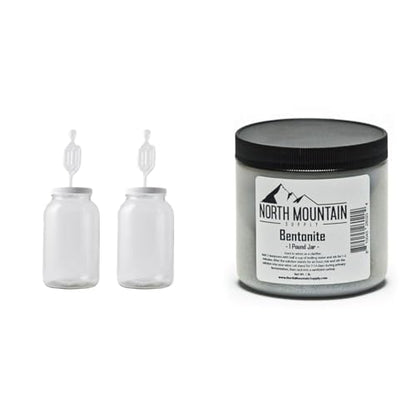 FastRack 2 Gallon Jar Fermentation Kit with Airlock & North Mountain Supply 1lb Bentonite Wine Clarifier