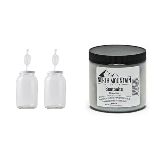 FastRack 2 Gallon Jar Fermentation Kit with Airlock & North Mountain Supply 1lb Bentonite Wine Clarifier