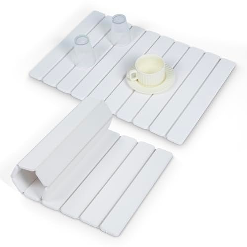 Stone Drying Mat for Kitchen Counter, 24"x16" Large Collapsible Dish Drying Mat with Non-Slip Pad and Sandpaper, Rolling Design, Quick Dry for Dishes, Bottles, Utensils