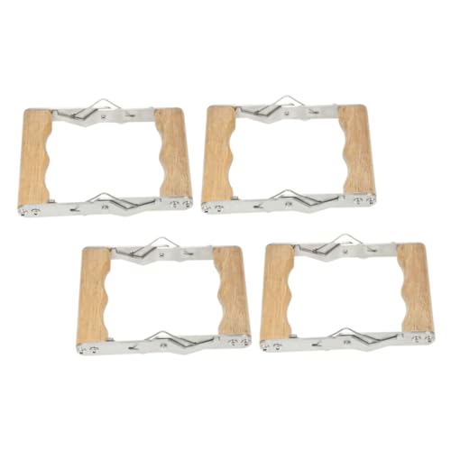 DOITOOL 4pcs Beekeeping Frame Grip Clamp Stainless Steel Hive Lifter Tool with Wood Handle for Beehive Inspection and Honey Harvesting