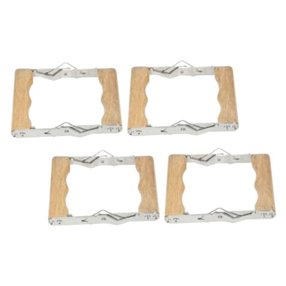DOITOOL 4pcs Beekeeping Frame Grip Clamp Stainless Steel Hive Lifter Tool with Wood Handle for Beehive Inspection and Honey Harvesting
