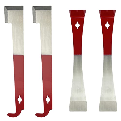 4 Pack Steel Bee Hive Tool Frame Lifter and Scraper for Beekeepers, J Hook and L Hook