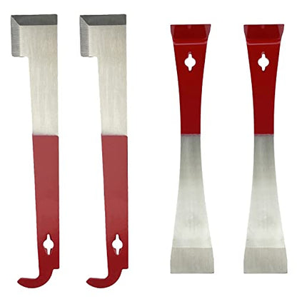 4 Pack Steel Bee Hive Tool Frame Lifter and Scraper for Beekeepers, J Hook and L Hook