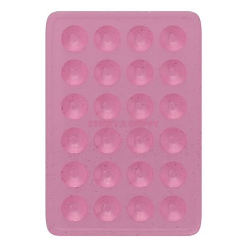 StickyGrippy Suction Phone Case Mount, Sillicon Adhesive Phone Accessory for iPhone and Android, Hands-Free Strong Grip Mirror Shower Phone Holder, Tiktok Videos and Selfies (Pink Glitter) - color: Pink Glitter