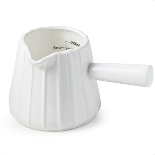 Espresso Cups Ceramic, 200ML Espresso Measuring Cup with Handle, Expresso Shots Cups with Scale, Espresso Accessories, White - color: B-White
