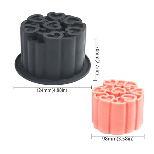 Silicone Mold, 3D Love Heart Pattern Cylinder Baking Mould for Mousse Cake, Fondant, Soap, Ice Cream, Chocolate, Candy, Non-Stick Easy Release BPA Free Food Grade Silicone Molds (B_ Love Heart) - size: B_ Love Heart