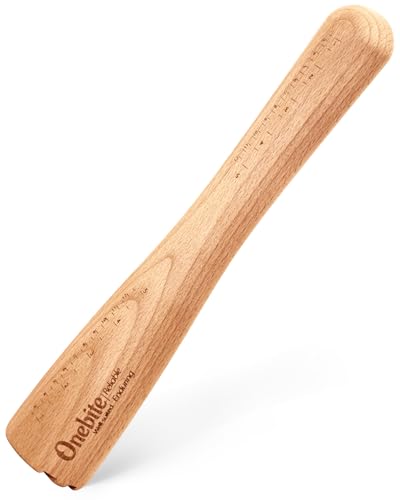 Onebite Sauerkraut Pounder for Mason Jars, Vegetable Fermentation Tamper for Sauerkraut Crocks with Scale Marks - 14" One Piece of Solid Wood, Upgraded Textured Base - color: Beechwood & Upgraded, size: 14 inch