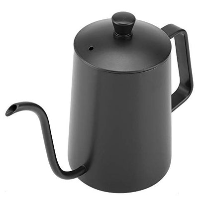 ZJchao Stainless Steel Coffee Kettle Gooseneck Spout Teapot with Thermometer 600ml Large Capacity Precision Pouring Coating for Coffee Brewing Enthusiasts Black Pink Green (Black) - color: Black