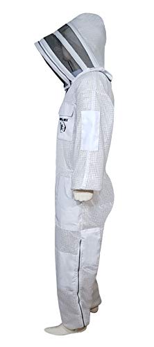 Brutul Bee 3 Layer Beekeeping Ultralight Ventilated Suit with Fencing Veil - color: White, size: Small