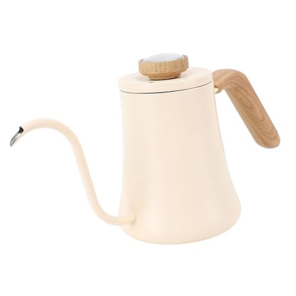 Electric Gooseneck Kettle, 304 Stainless Steel Pour Over Coffee Kettle 600ml with Integrated Thermometer, Quick Heating Water Boiler for Coffee Tea Camping Home Use