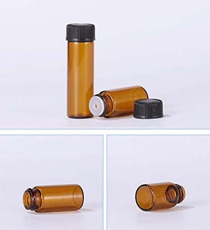 50Pack Set 1ML Amber Glass Bottle with Orifice Reducer and Cap Small Essential Oil Vials (1ML) - size: 1ML
