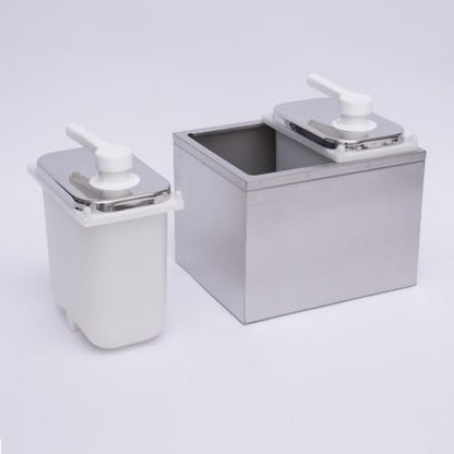 Condiment Pump Station Commercial Pump Condiment Dispensers Sauce Pump Dispenser Condiment Server Organizer Stainless Steel for Salad Jam Seasoning Sauce Squeeze (2-bucket) - color: 2-bucket