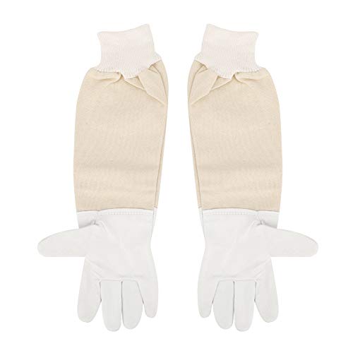 Sheepskin Beekeeping Gloves XXL, Full Hands Protection, Long Sleeves, Canvas and Goat - Skin Leather - Superior Sting Resistance, Ergonomic Mobility, Ideal for Beginners (XXXL) - size: XXXL
