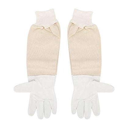 Sheepskin Beekeeping Gloves XXL, Full Hands Protection, Long Sleeves, Canvas and Goat - Skin Leather - Superior Sting Resistance, Ergonomic Mobility, Ideal for Beginners (XXXL) - size: XXXL