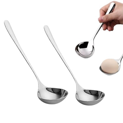 2pcs Soup Serving Ladle Small Soup Spoon Stainless Steel Gravy Soup Spoon Kitchen Utensil Cooking Long Handle Soup Spoon, Long 6.69inch+8.07inch(sliver)
