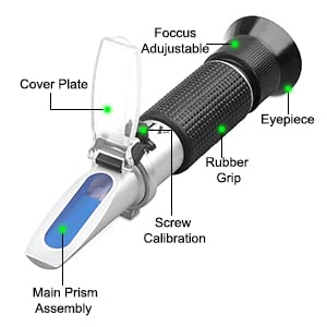 Honey Refractometer with ATC - Measures Honey Moisture, Brix, and Baume, 58-90% Brix Scale Range - size: Honey Refractometer
