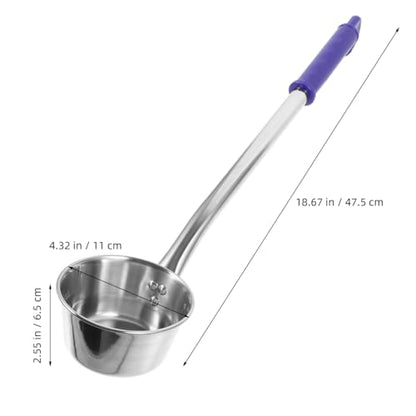 Stainless Steel Long Handle Water Ladle with Hook Handle - Water Dipper Deep Bowl Kitchen Spoon for Serving Soup 18.7 Inch