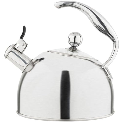 Viking 3-Ply Stainless Steel Tea Kettle, 2.6 Quart Stovetop Hot Water Pot with Tempered Glass Lid, Ergonomic Handle, Induction Ready, Satin Silver - color: Satin Silver