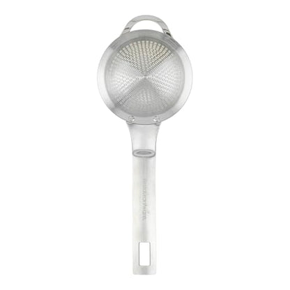 Restaurantware Fine Mesh Strainer - 1 Count - Met Lux 8.27" x 3.15" Stainless Steel Fine Mesh Sieve, Adjustable Tilt Strainer, Hanging Hole, Easy to Clean - Sieve For Flour and Juice - size: 8.25" x 3.25"