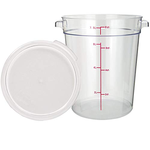Tiger Chef 8 Quart Commercial Grade Clear Food Storage Round Polycarbonate Containers With Clear Lids - size: 8 Quart