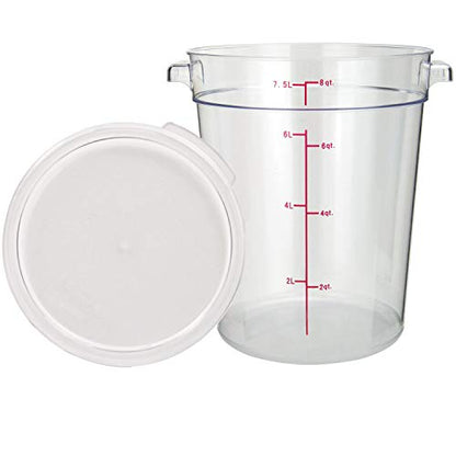Tiger Chef 8 Quart Commercial Grade Clear Food Storage Round Polycarbonate Containers With Clear Lids - size: 8 Quart